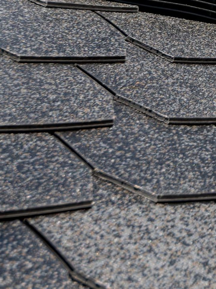 Close-up of new asphalt shingles